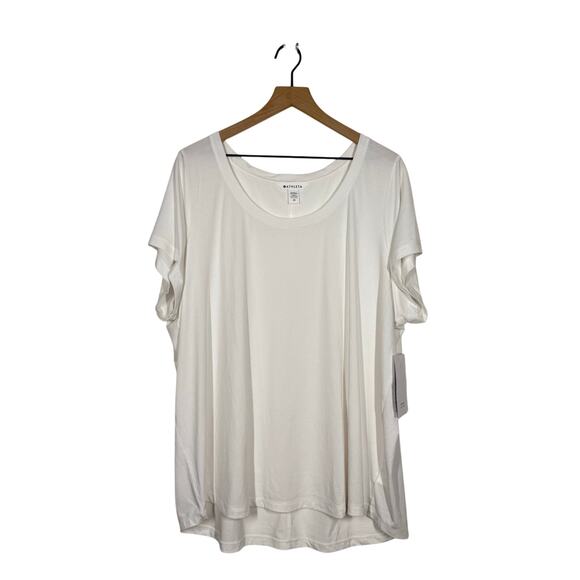 NEW Athleta Stratus II Tee Plus Size 2X White Scoop Neck Activewear Athleisure - Picture 2 of 11